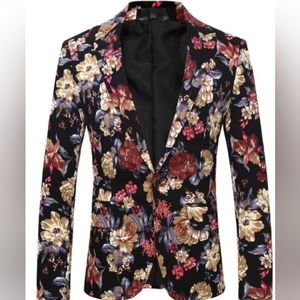 Men's Floral Pattern Suit Jacket